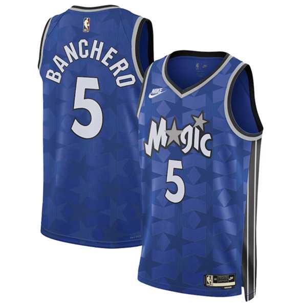 Men%27s Orlando Magic #5 Paolo Banchero Blue 2023-24 Classic Edition Stitched Basketball Jersey Dzhi